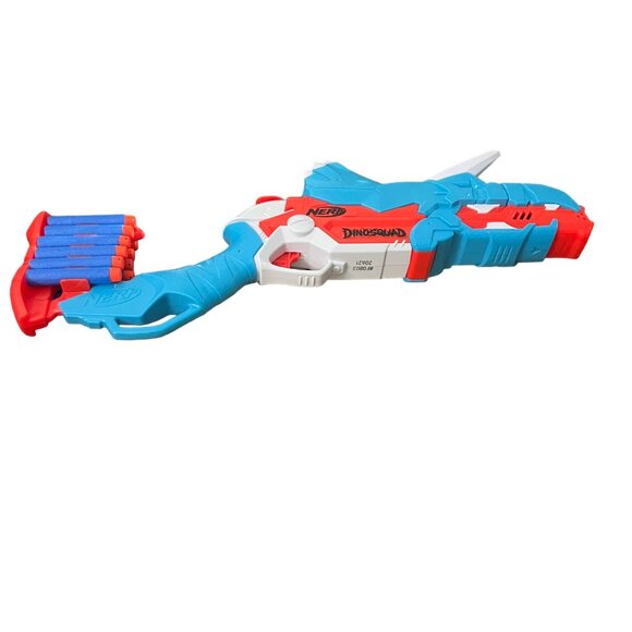 Nerf Dinosquad Tricerablast Dart Blaster Gun with Darts - Picture 1 of 6